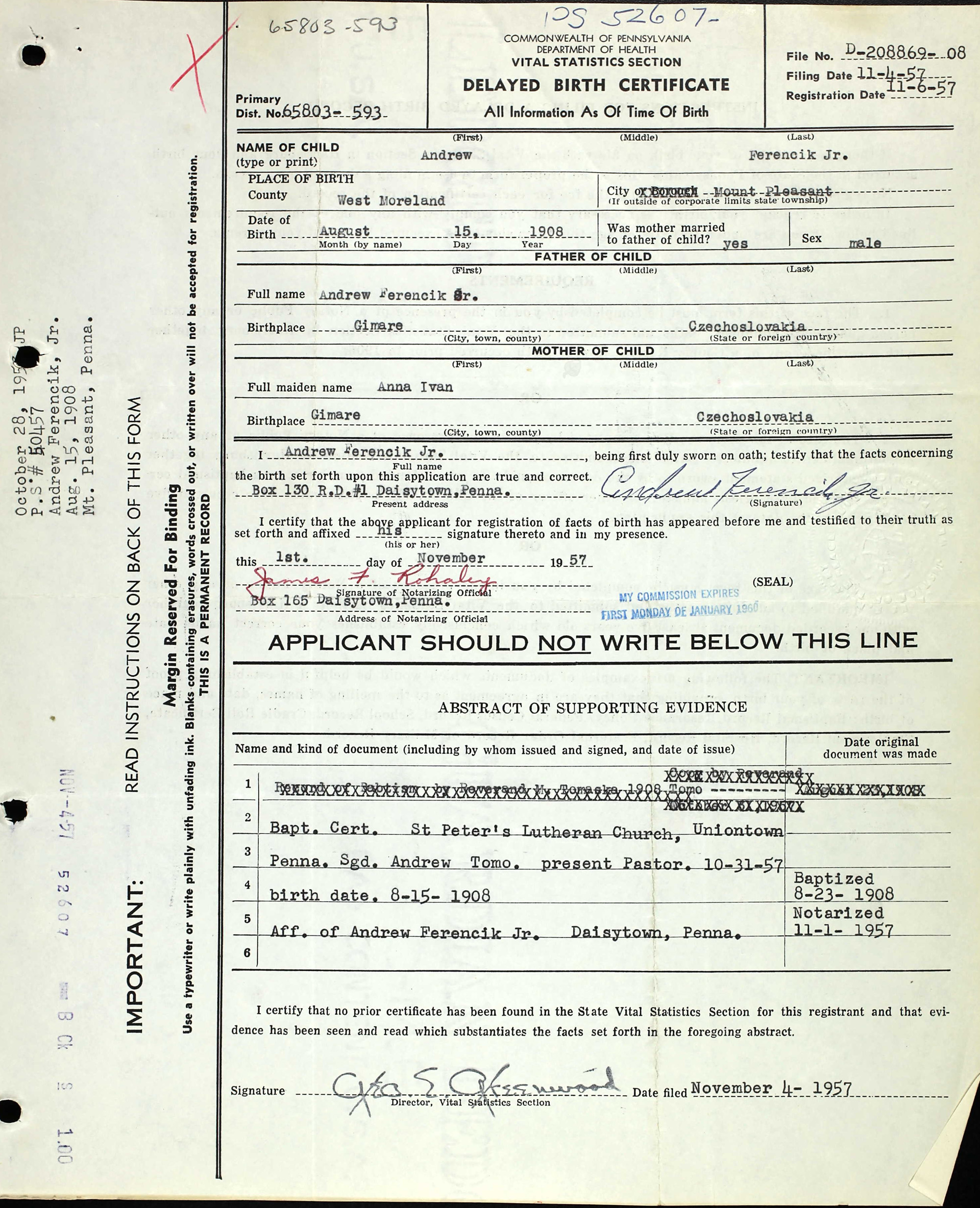 birth certificate